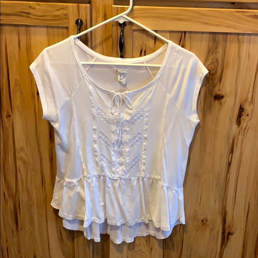 Aeropostale White Peplum-Style Blouse, L